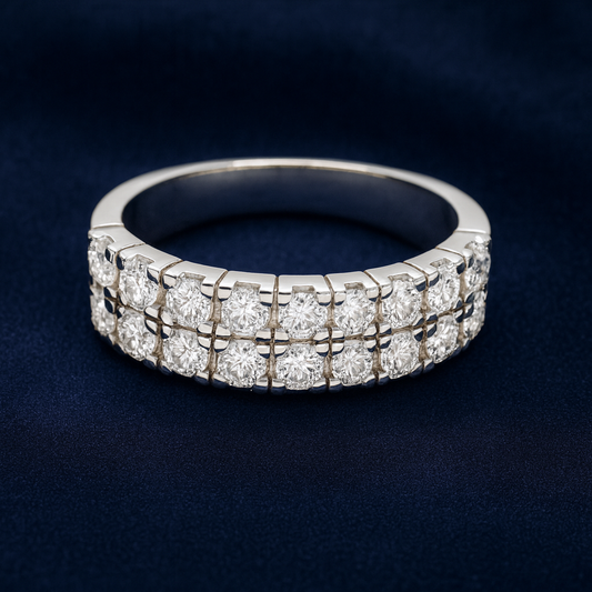 Moissanite 2 Row Engagement Band Ring Galnuv