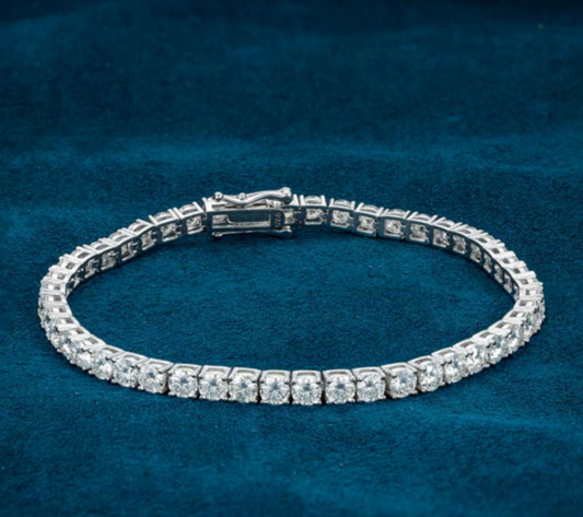 4mm Moissanite Silver Tennis Bracelet Galnuv
