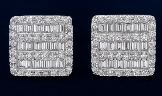 Moissanite Baguette Pavé Earrings Galnuv