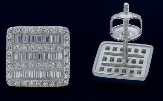Moissanite Baguette Pavé Earrings Galnuv