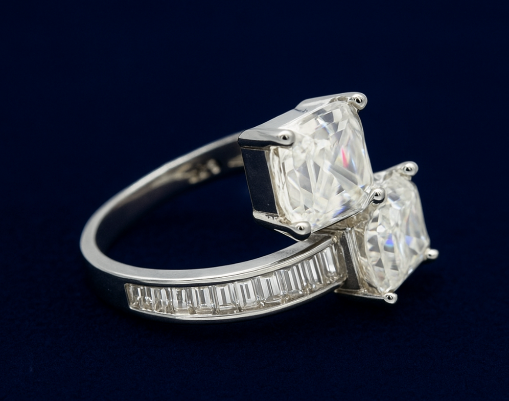 Moissanite Twin Asscher Ring Galnuv