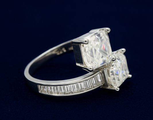 Moissanite Twin Asscher Ring Galnuv