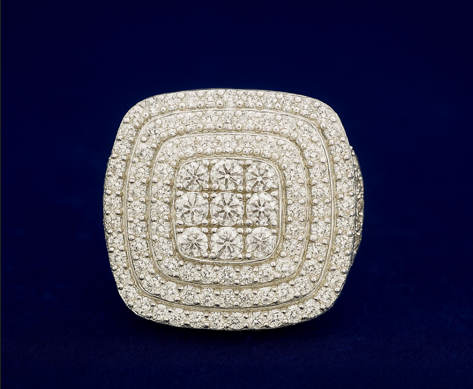 Moissanite Triple Halo Pavé Ring Galnuv