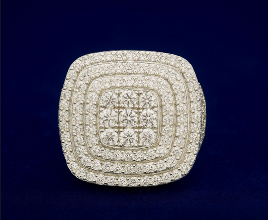 Moissanite Triple Halo Pavé Ring Galnuv