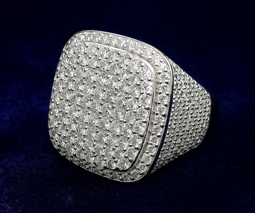 Moissanite Square Pavé Cluster Ring Galnuv