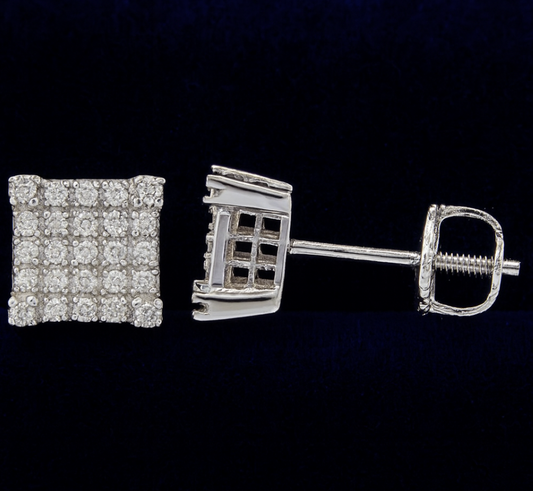 Moissanite Square Earrings Pavé Studs Galnuv