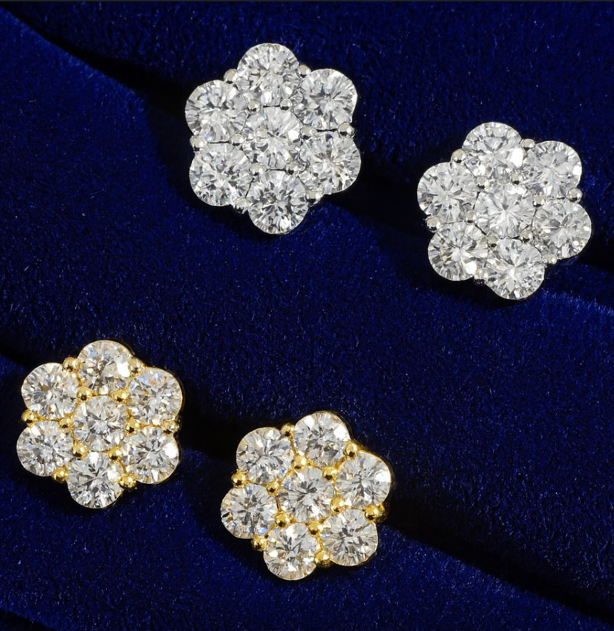 Moissanite Sparkling Flower Cluster Earrings Galnuv