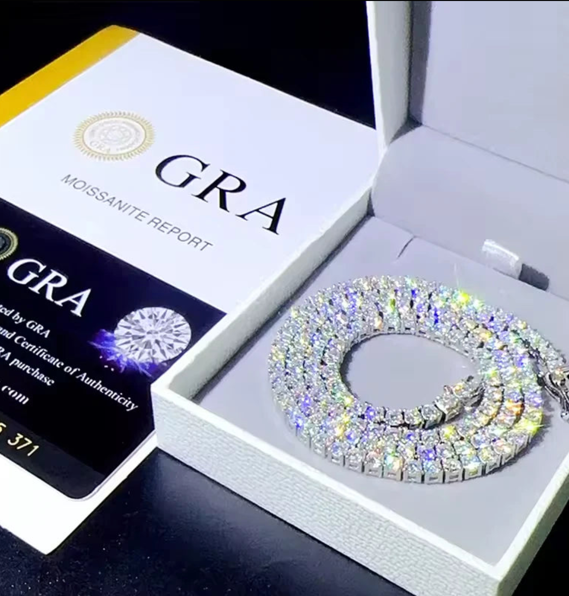 2mm Moissanite Silver Tennis Chains Galnuv