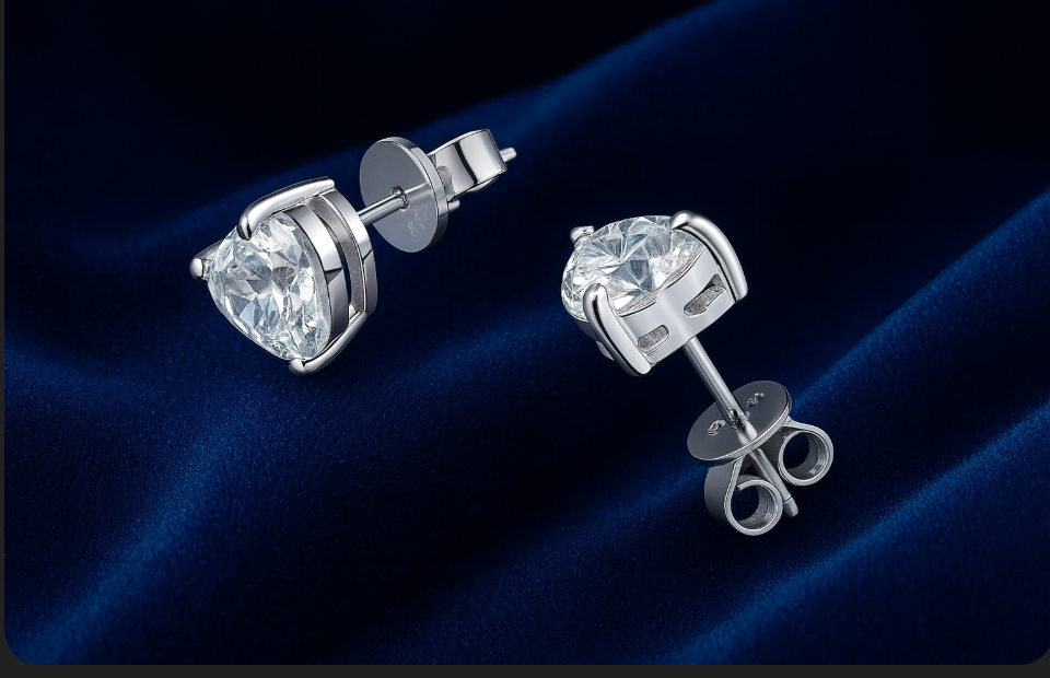 Moissanite Heart Cut Stud Earrings Galnuv