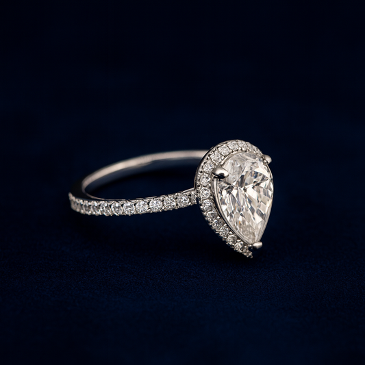 2ct Moissanite Pear Engagement Halo Ring Galnuv