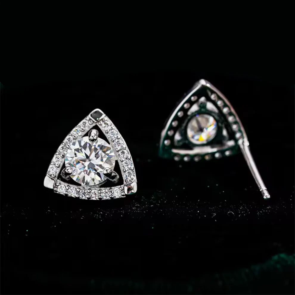 0.5ct Moissanite Earrings Halo Triangle Studs Galnuv