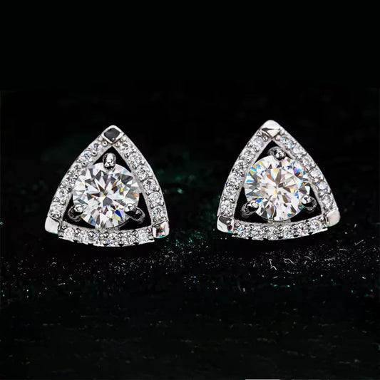 0.5ct Moissanite Earrings Halo Triangle Studs Galnuv