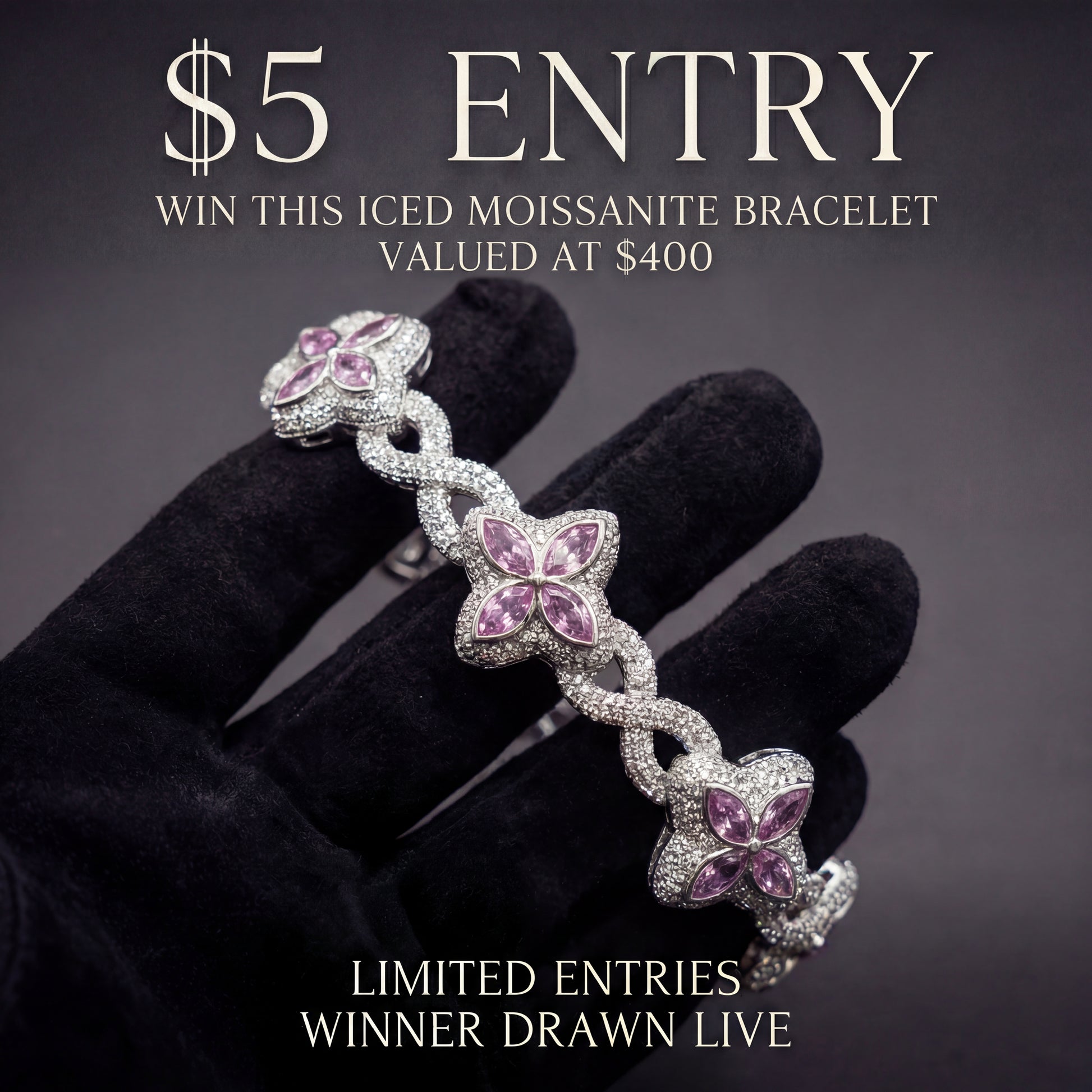 proGalnuv duct_name - Galnuv Pink$10 Raffle Entry – Clover Pink Moissanite Bracelet Galnuv