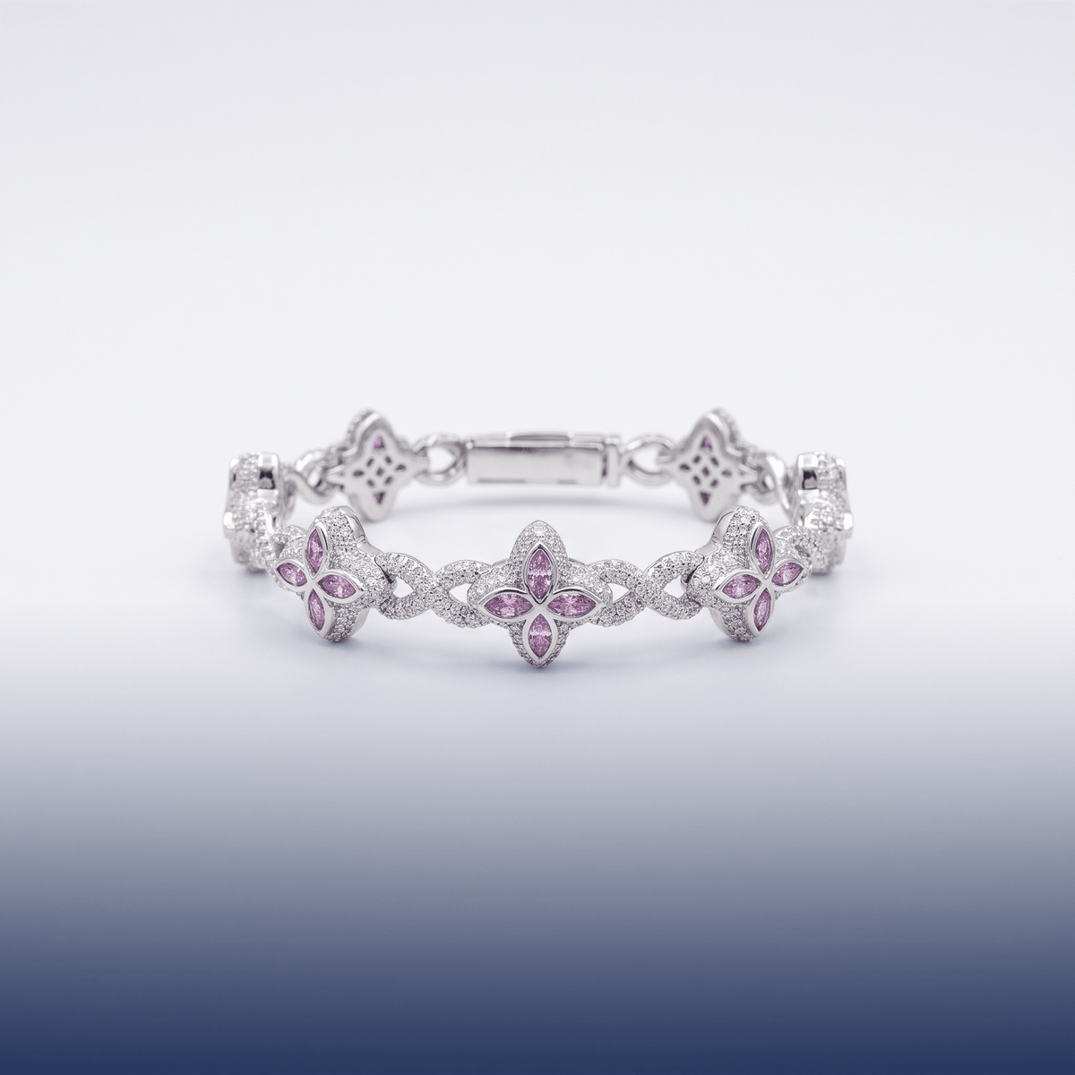 #proGalnuv duct_name# - Galnuv 7.5Clover Pink Moissanite Bracelet