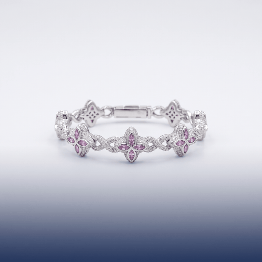 #proGalnuv duct_name# - Galnuv 7.5Clover Pink Moissanite Bracelet