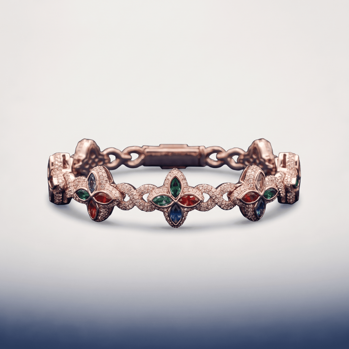 #proGalnuv duct_name# - Galnuv 7 InchClover Colorful Moissanite Bracelet