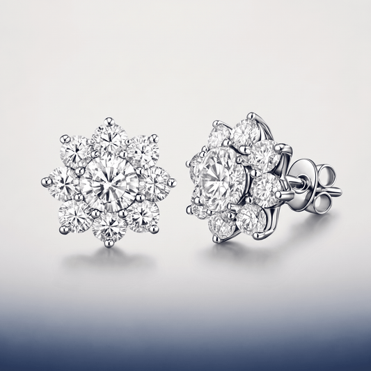 #proGalnuv duct_name# - Galnuv Custom ProductsSilver0.5ct0.5ct Moissanite Sparkling Floral Earrings